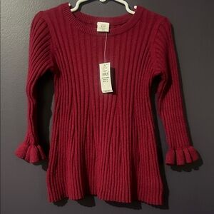 Red Ribbed Knit Sweater